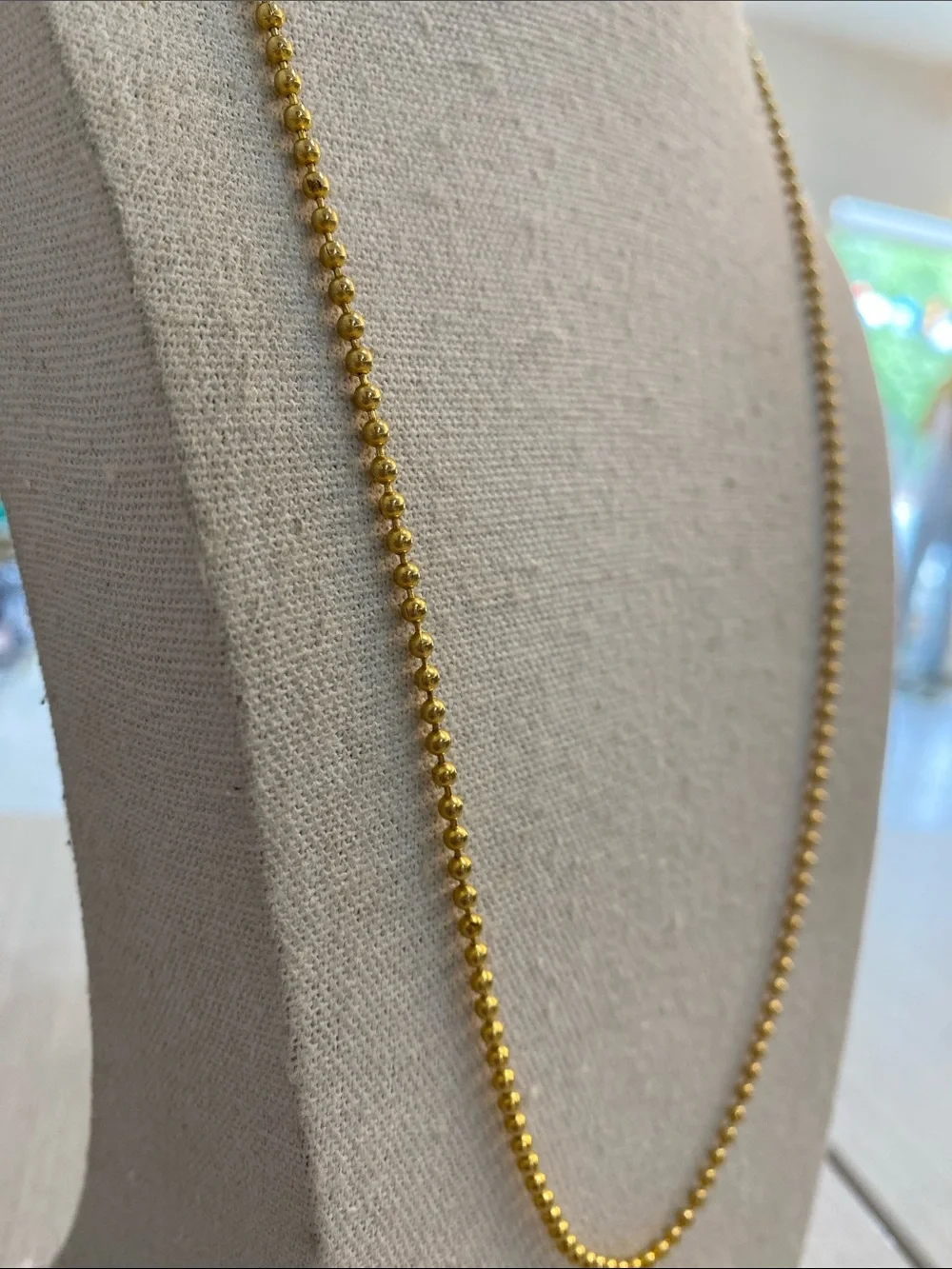 Gold Tone Bead Station Necklace - Elegant Everyday Jewelry
